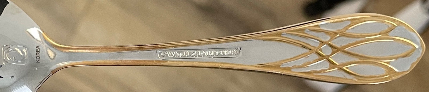 Waterford Lismore Gold Stainless Place Oval Soup Spoon 7 1/8" Korea3