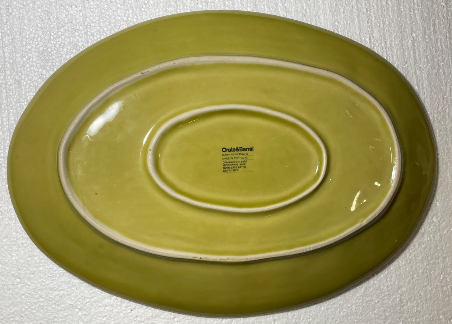Crate & Barrel Marin Green Oval Platter 15 7/8"1