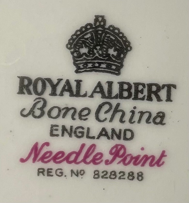 Royal Albert Needle Point Round Covered Butter Dish1