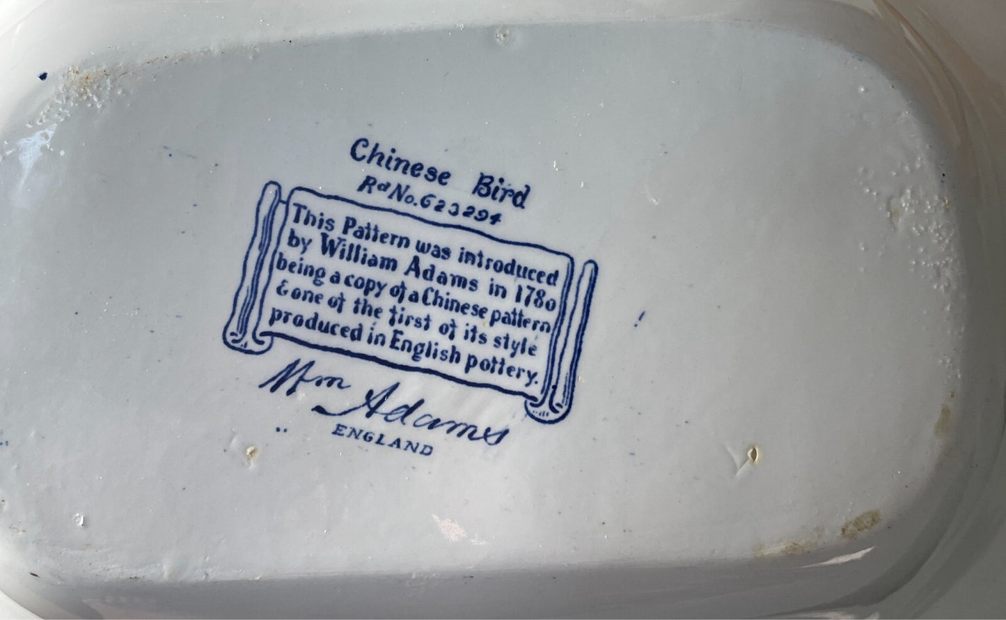 Adams Chinese Bird Oval Vegetable Bowl 9"2