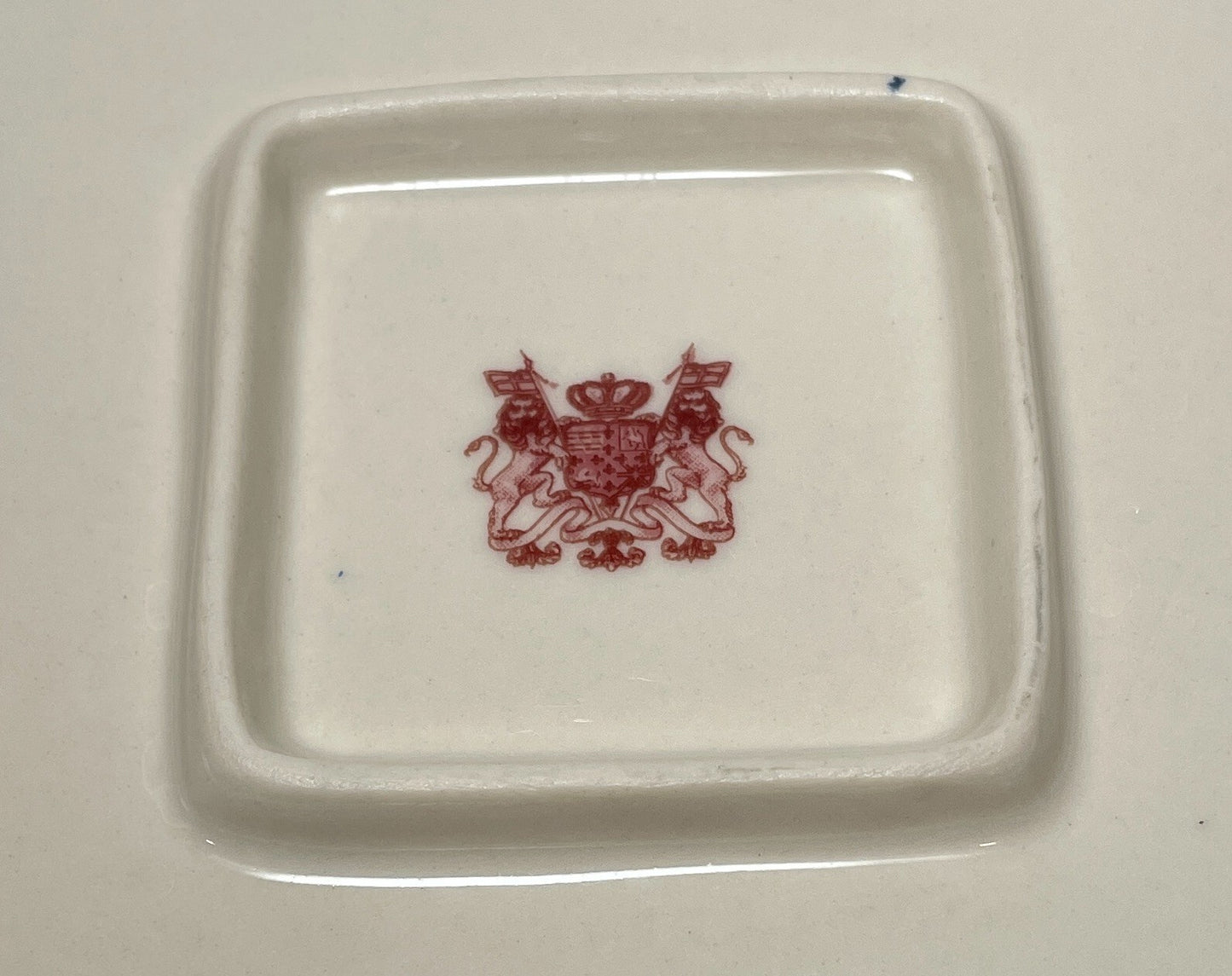 Red Transferware Square Vegetable Bowl Reproduction 8 1/2"3