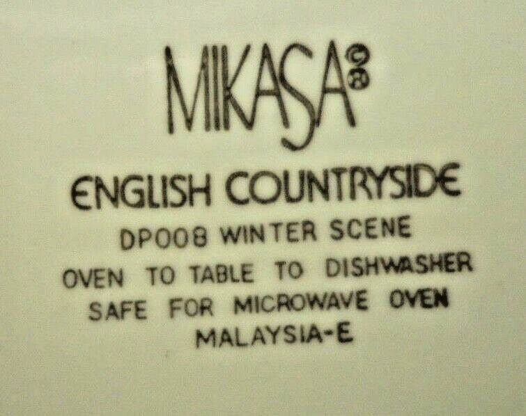 Mikasa English Countryside Winter Scene Salad Dessert Plate 8 1/4" Snowman1