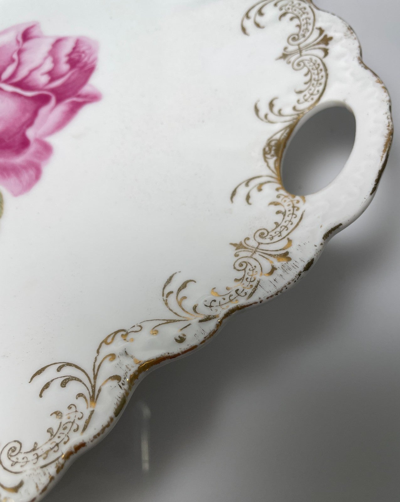 RC Malmaison Bavaria 3 Roses Vintage Handled Tray 11 3/4"2