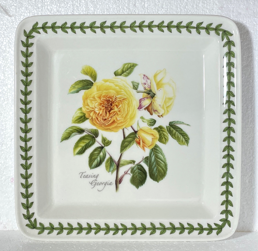 Portmeirion Botanic Roses Square Dinner Plate Teasing Georgia 11"0