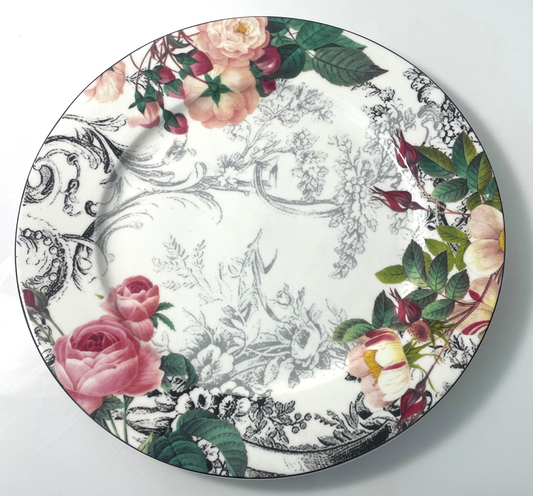 American Atelier Rose Toile Dinner Plate 10 1/2"0