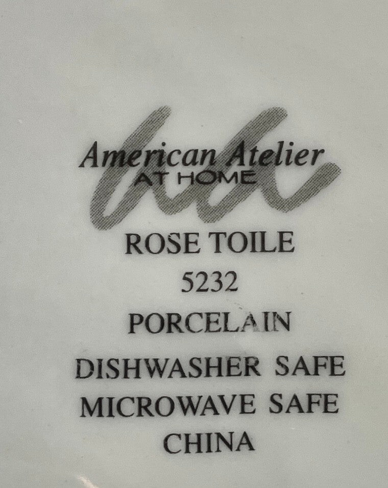 American Atelier Rose Toile Large Rim Soup Bowl 8 7/8"1