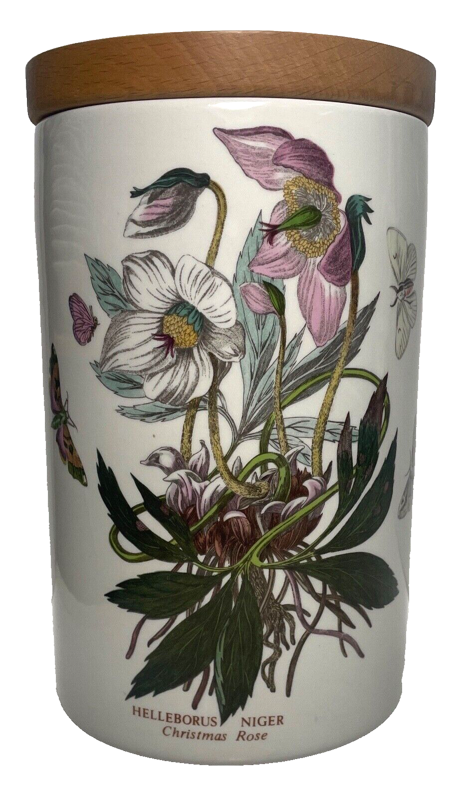 Portmeirion Botanic Garden Storage Jar and Lid Christmas Rose 8 1/4"0