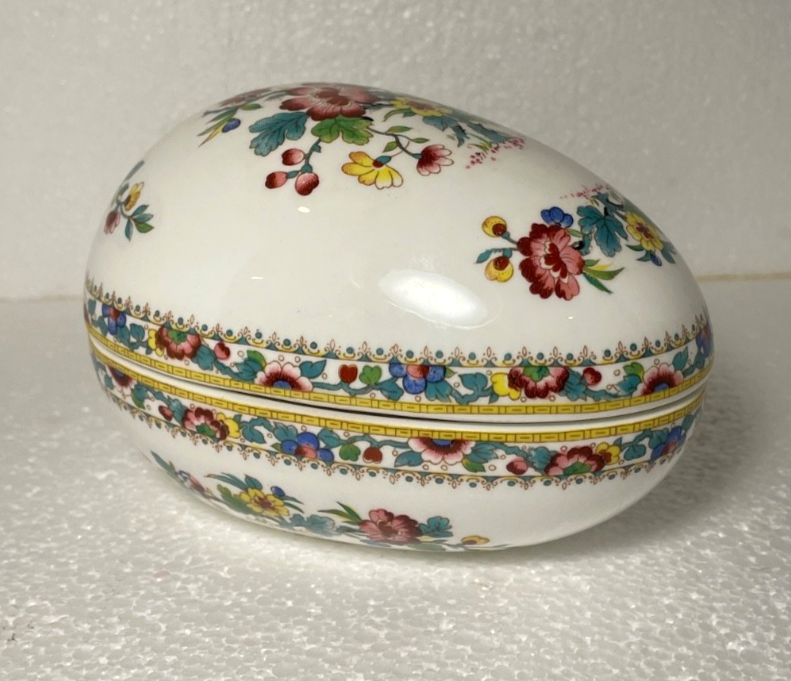 Coalport Ming Rose Egg Box and Lid 5 1/4" x 3 1/2"0