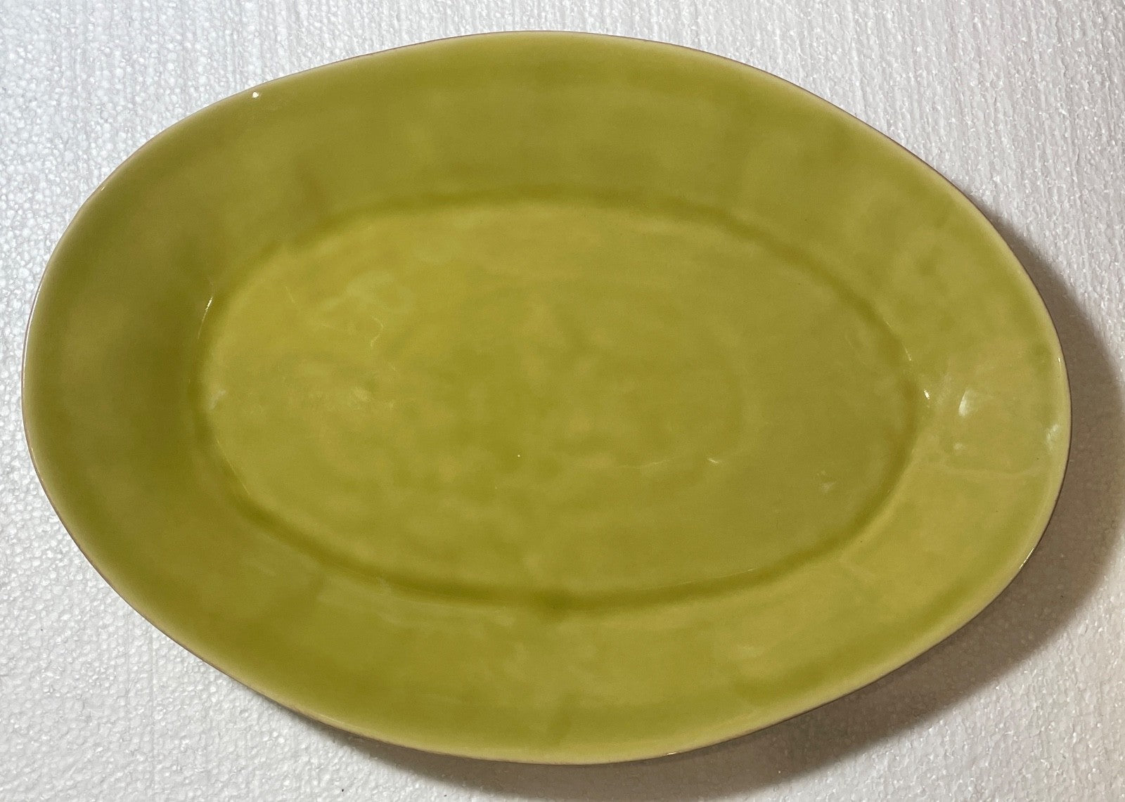 Crate & Barrel Marin Green Oval Platter 15 7/8"0