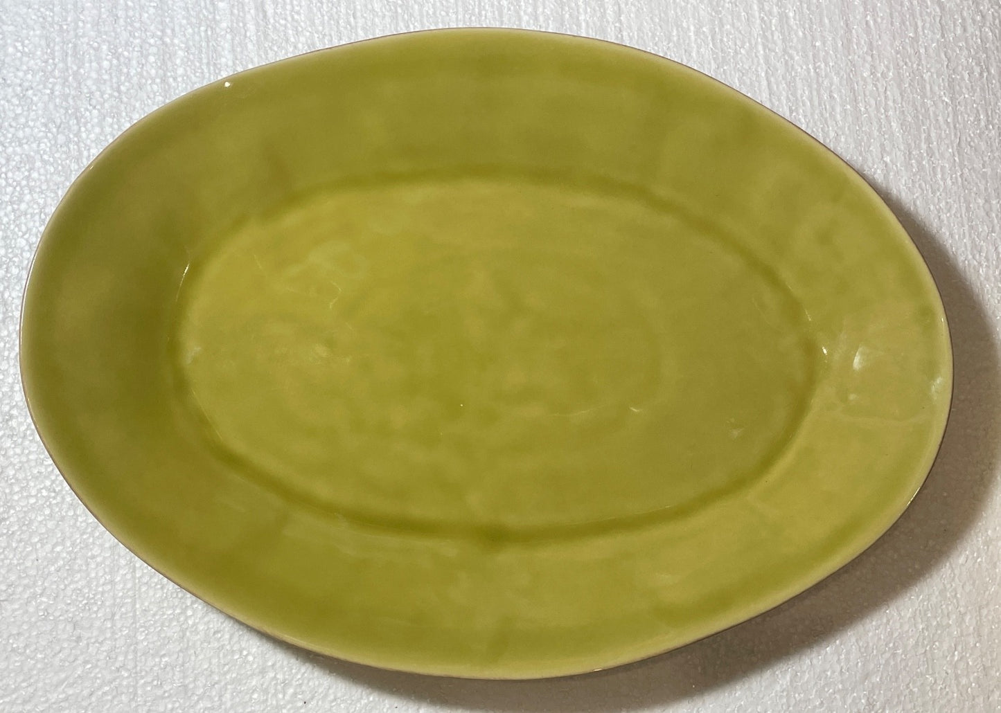Crate & Barrel Marin Green Oval Platter 15 7/8"0