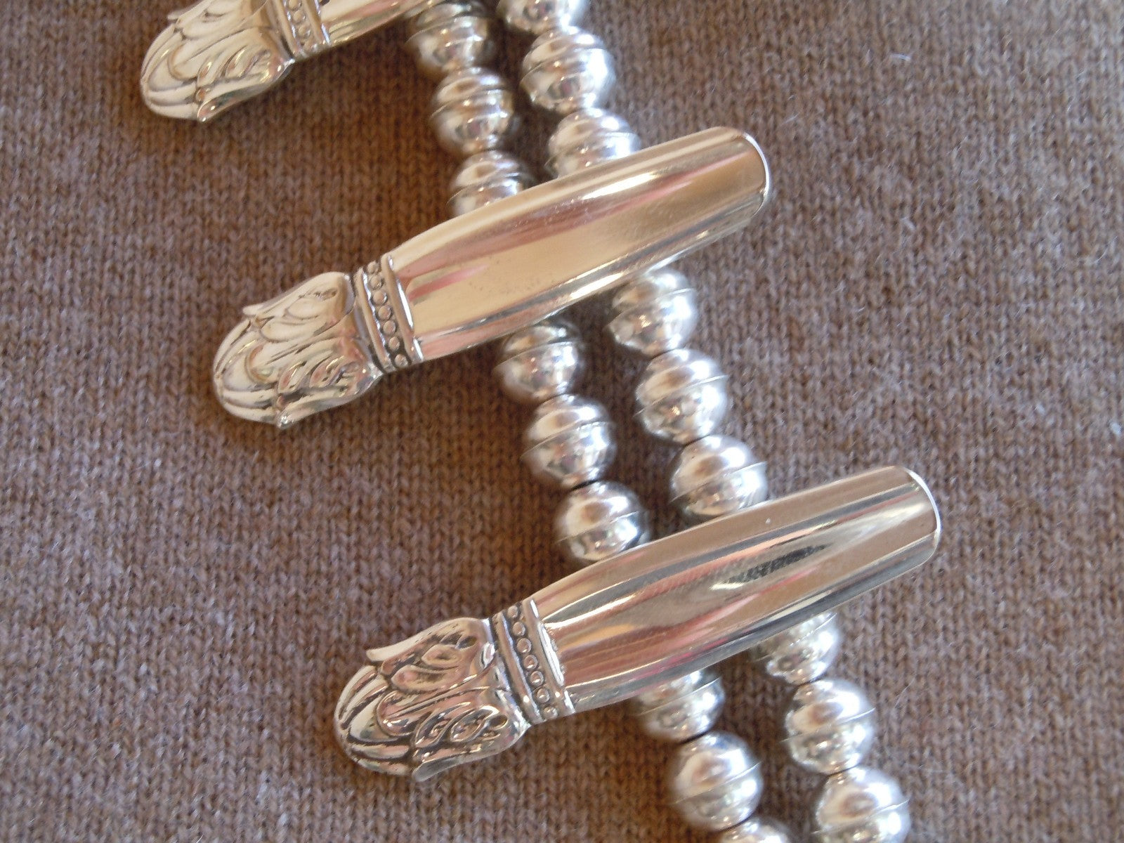 Squash Blossom Necklace International Danish Princess 1938 Vintage Silverplate 5
