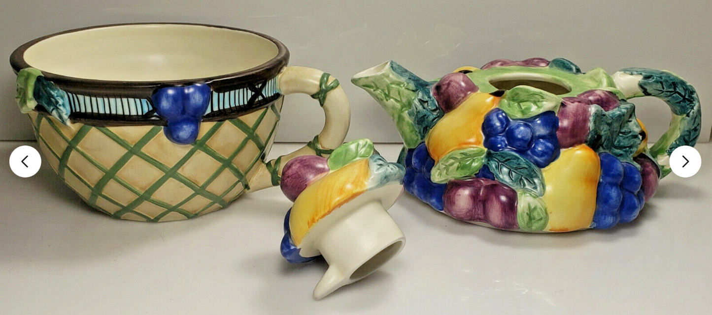 Mikasa Garden Harvest Individual Teapot with Cup 5 5/8"1