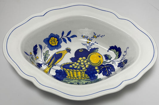 Spode Blue Bird Oval Vegetable Bowl 10 1/2"0