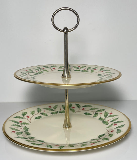 Lenox Holiday Dimension 2 Tiered Serving Tray 10 3/4"0