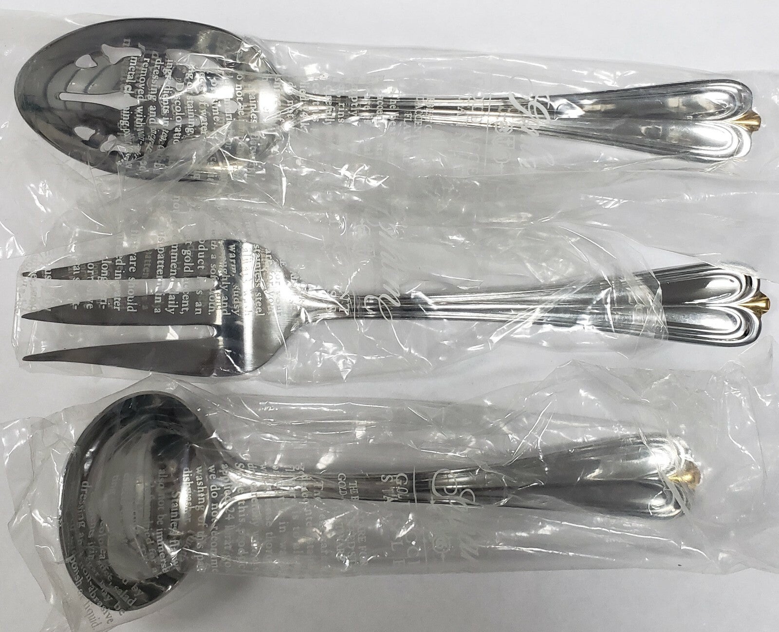 Gorham Golden Overture 3 Piece Hostess Set Stainless Flatware Silverware0