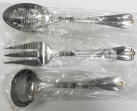 Gorham Golden Overture 3 Piece Hostess Set Stainless Flatware Silverware0