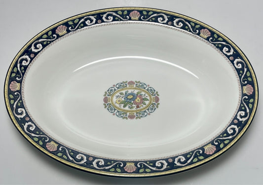 Wedgwood Runnymede Blue Oval Vegetable Bowl 10 7/8"0