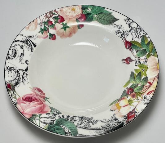 American Atelier Rose Toile Large Rim Soup Bowl 8 7/8"0