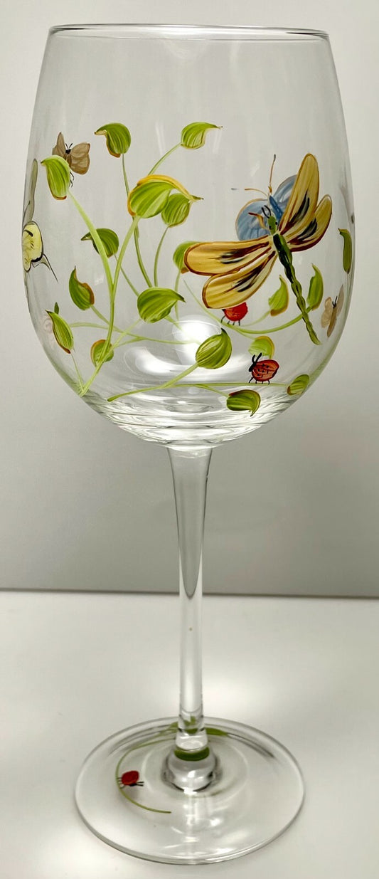 Lenox Butterfly Meadow Handpainted Wine 9 1/4"0
