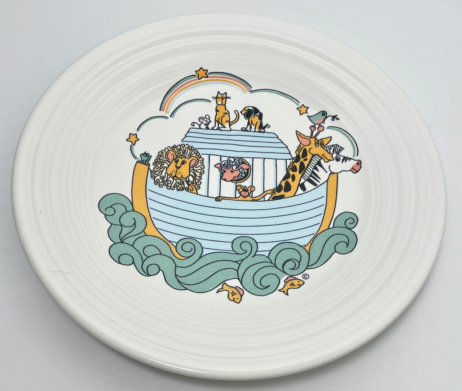 Homer Laughlin Fiesta Cruisin Noah's Ark White Childs Plate 9"0