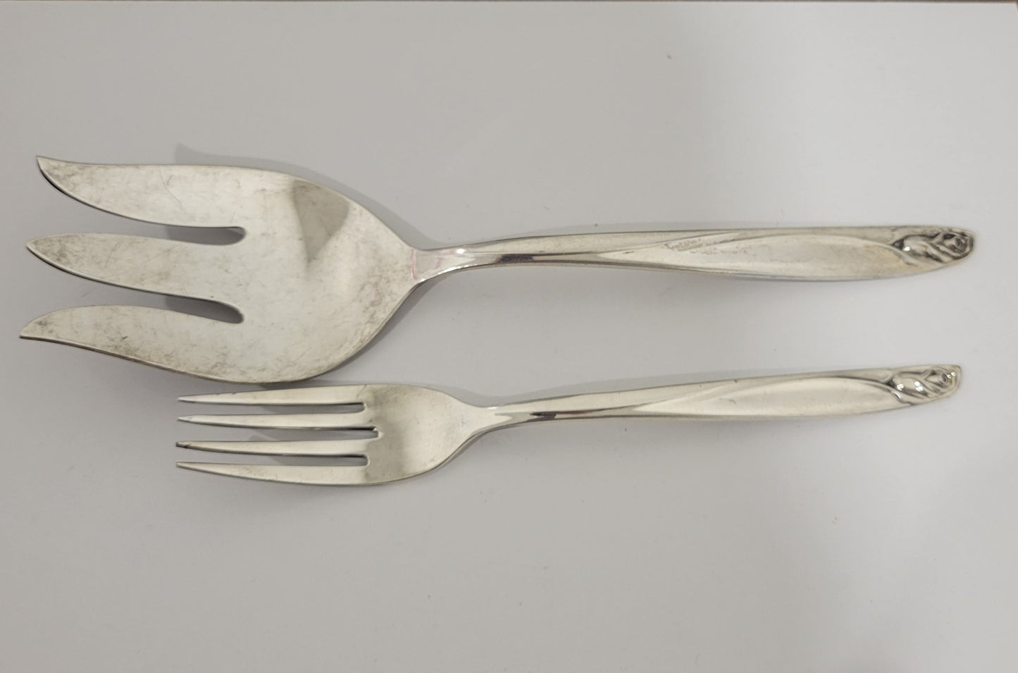International Deep Silver Anniversary Rose Cold Meat Fork and Fork Silverplate0