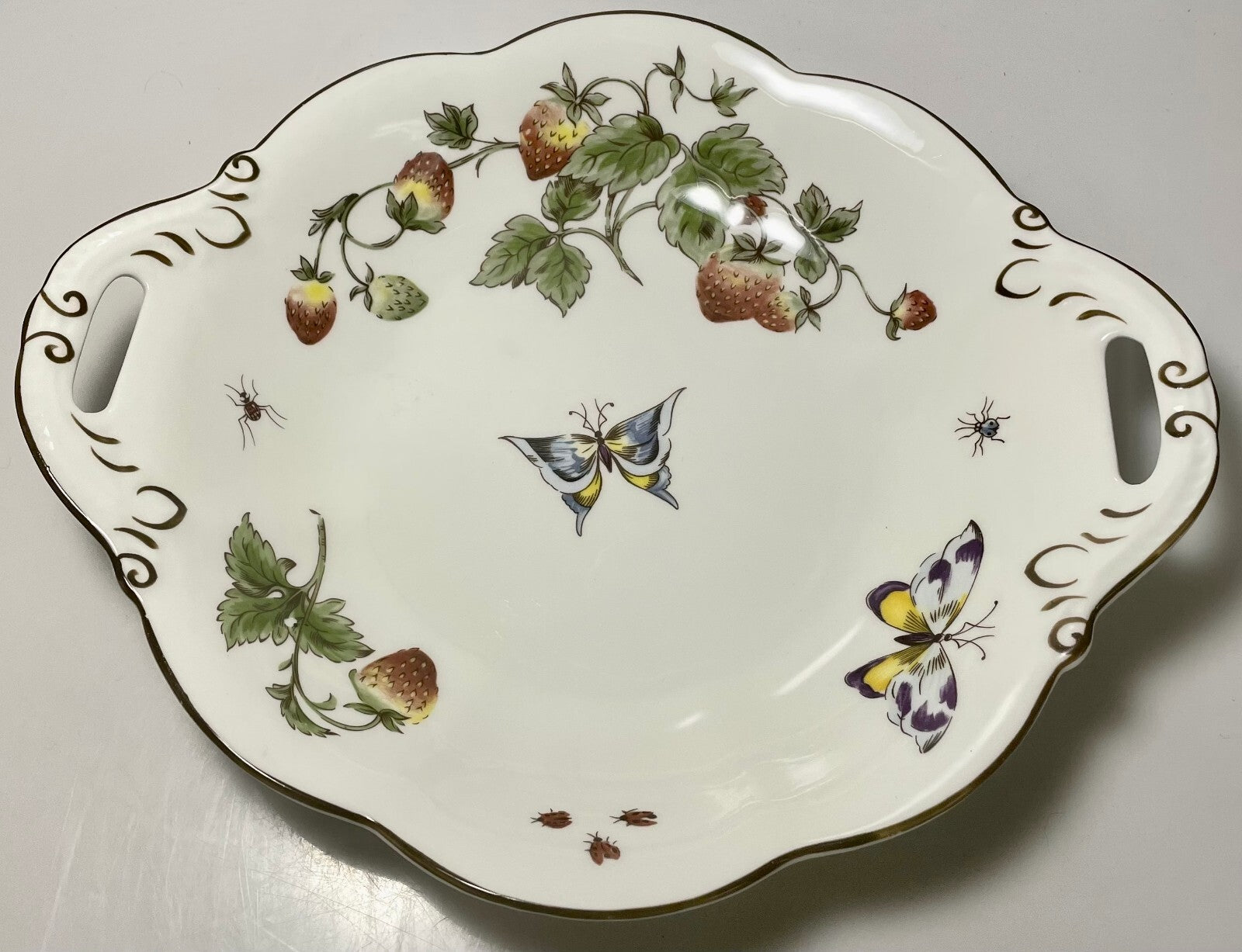 Coalport Strawberry Open Candy Dish 9 5/8"0