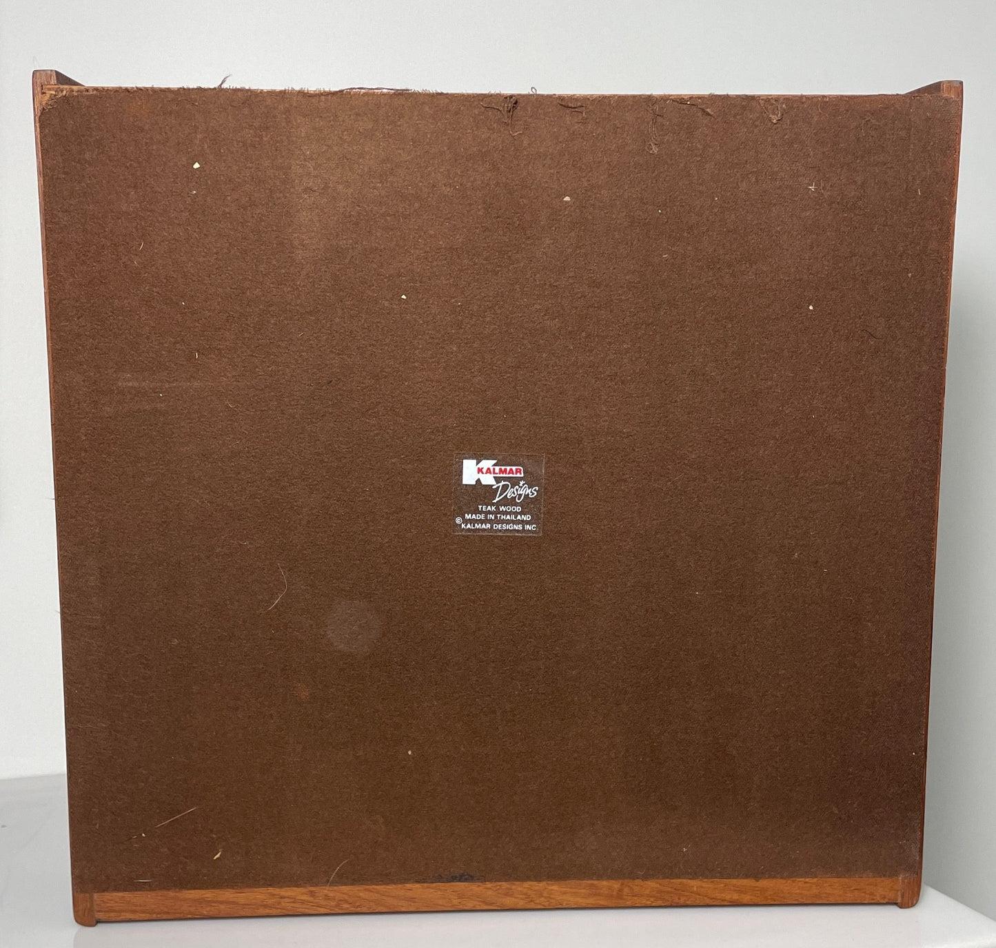 Kalmar Designs Teakwood Tambour Roll Top Storage Box 3 Compartment 14" X 14 3/4"7