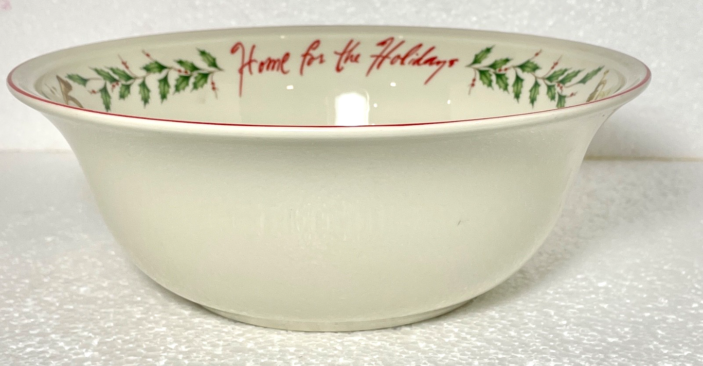 Lenox Holiday Inspiration Illustrations Sentiment Bowl Home for Holidays 7 1/8"0