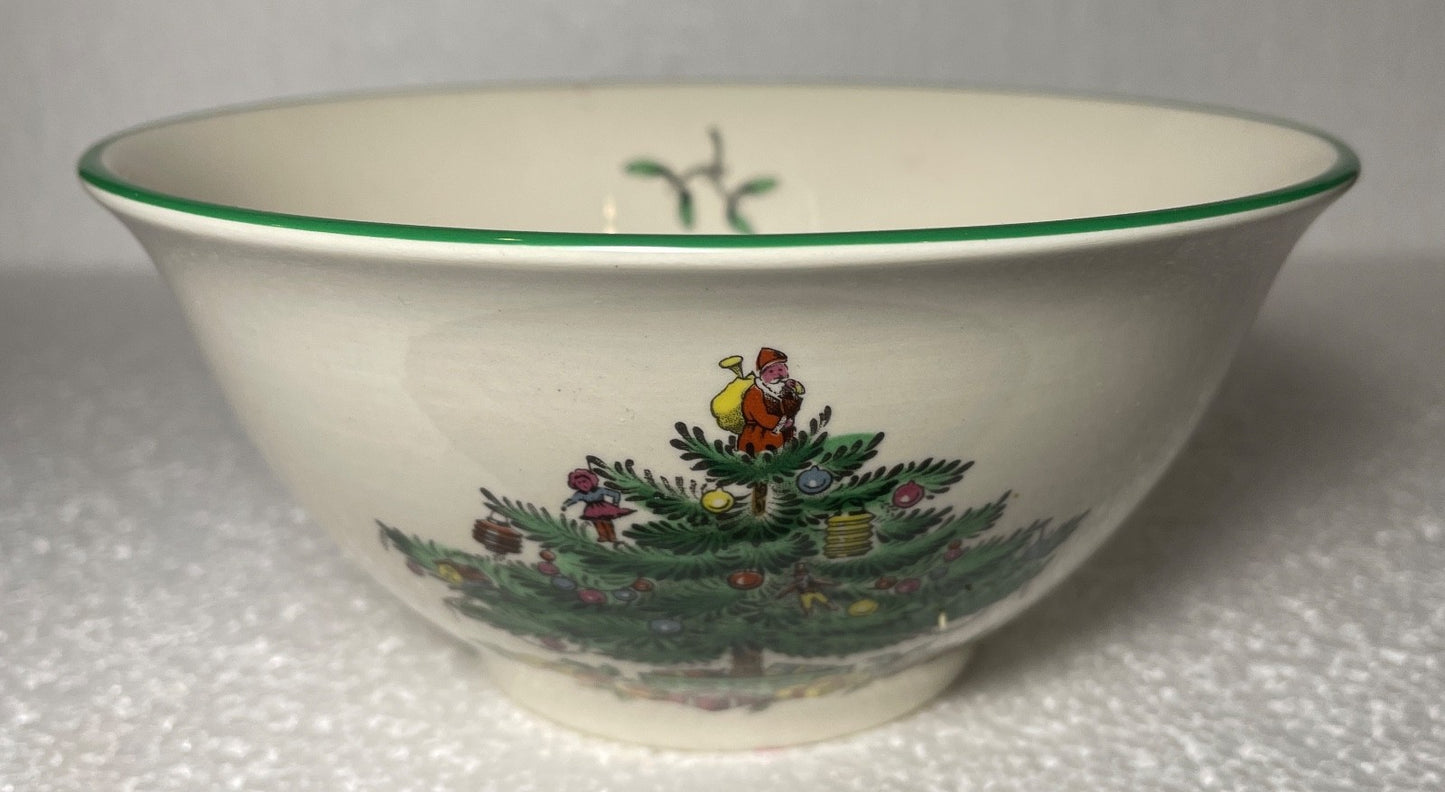 Spode Christmas Tree Nut Bowl 5 1/2" Green Trim0