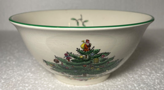 Spode Christmas Tree Nut Bowl 5 1/2" Green Trim0