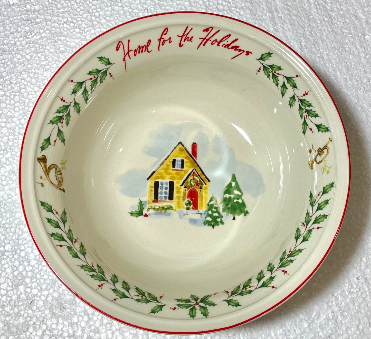 Lenox Holiday Inspiration Illustrations Sentiment Bowl Home for Holidays 7 1/8"1