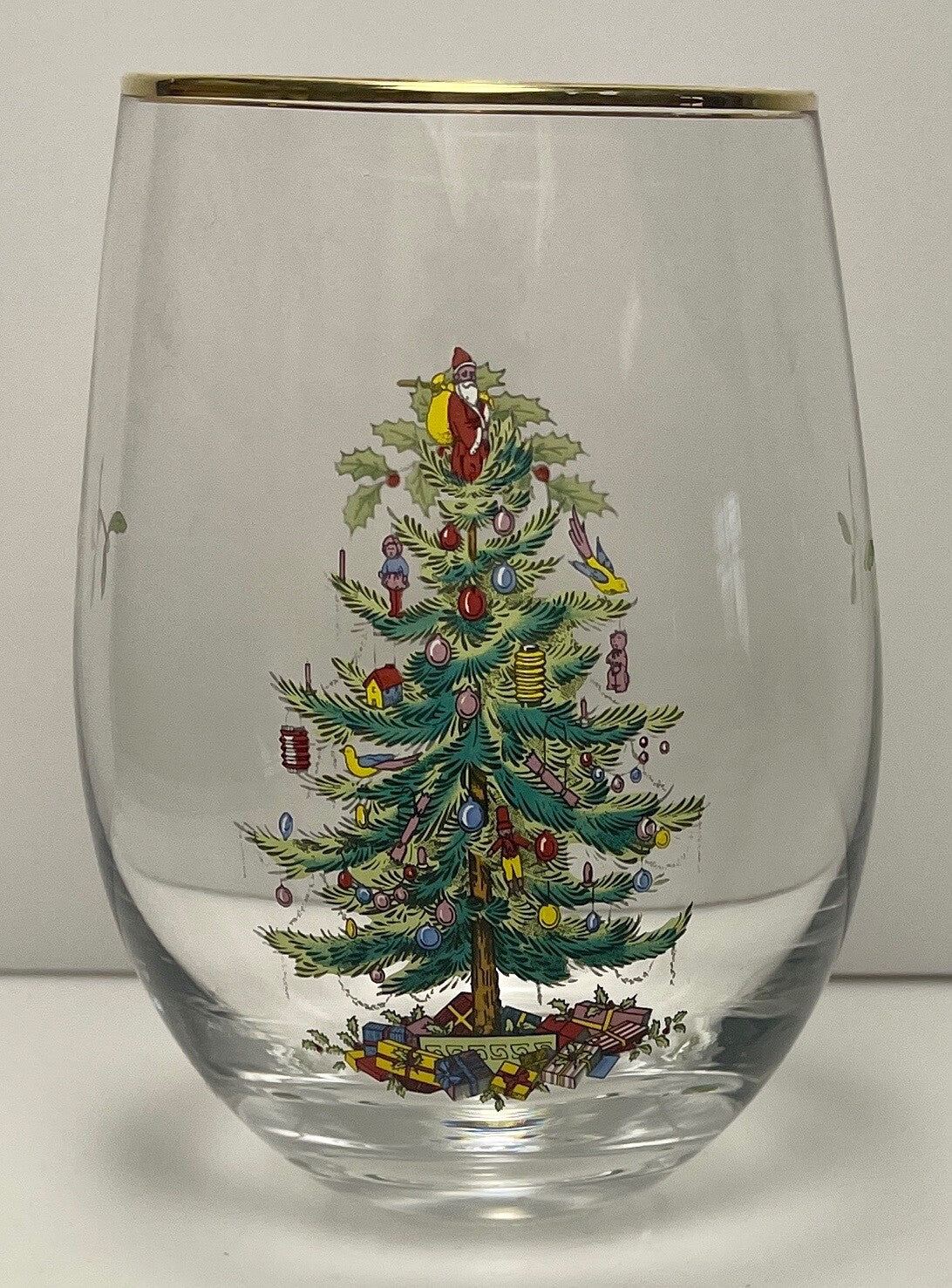 Spode Christmas Tree Stemless Wine 4 5/8"0