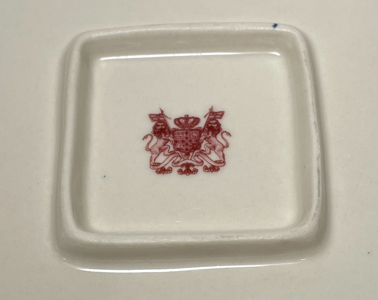 Red Transferware Square Vegetable Bowl Reproduction 8 1/2"3