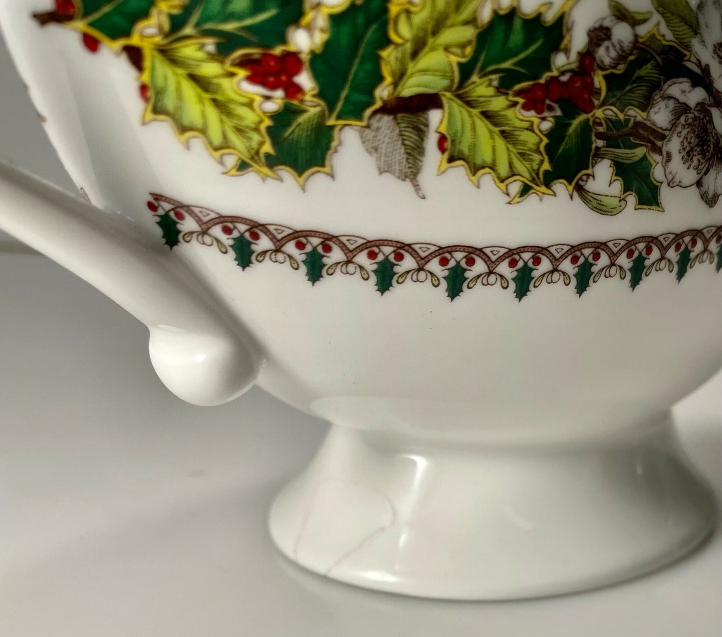 Spode Christmas Rose Gravy Boat Repaired1