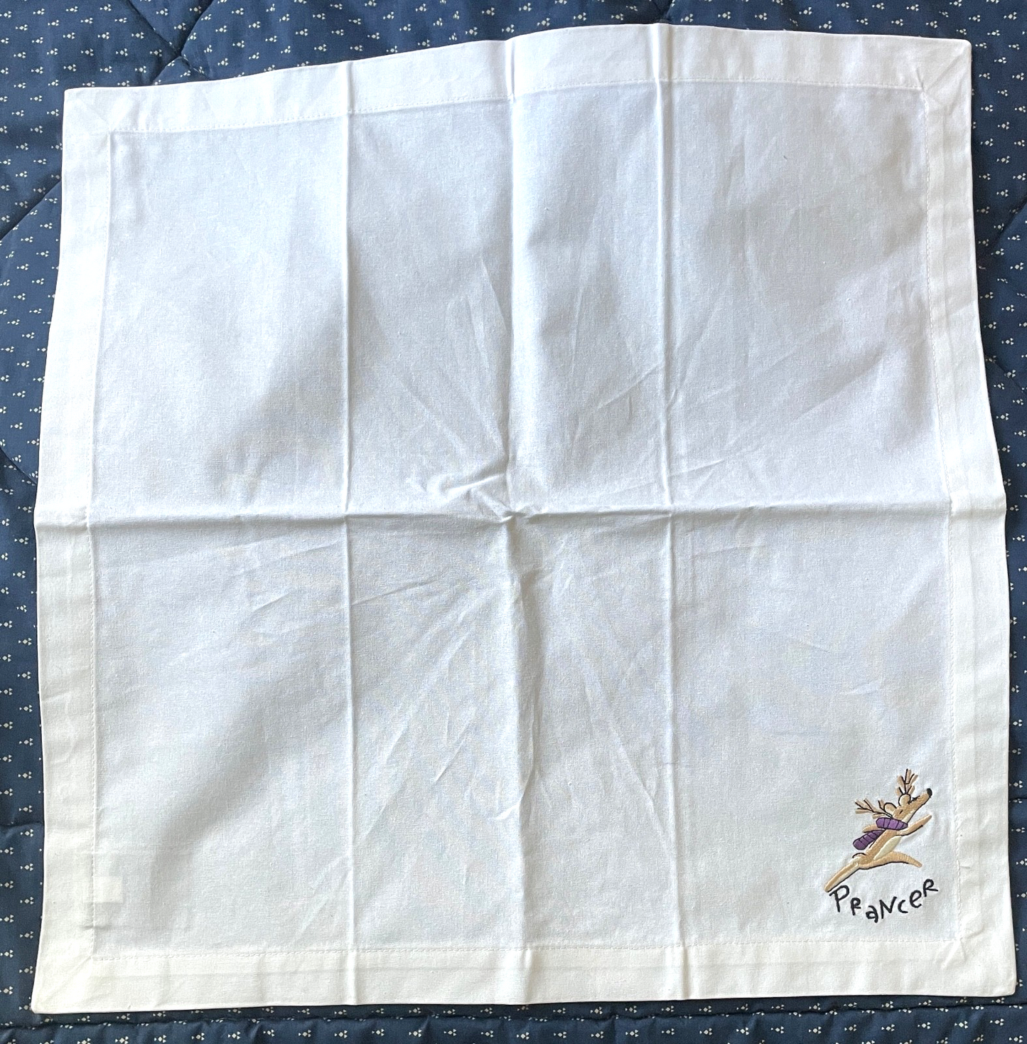 Pottery Barn Reindeer Prancer Embroidered Cloth Napkin 20 x 200