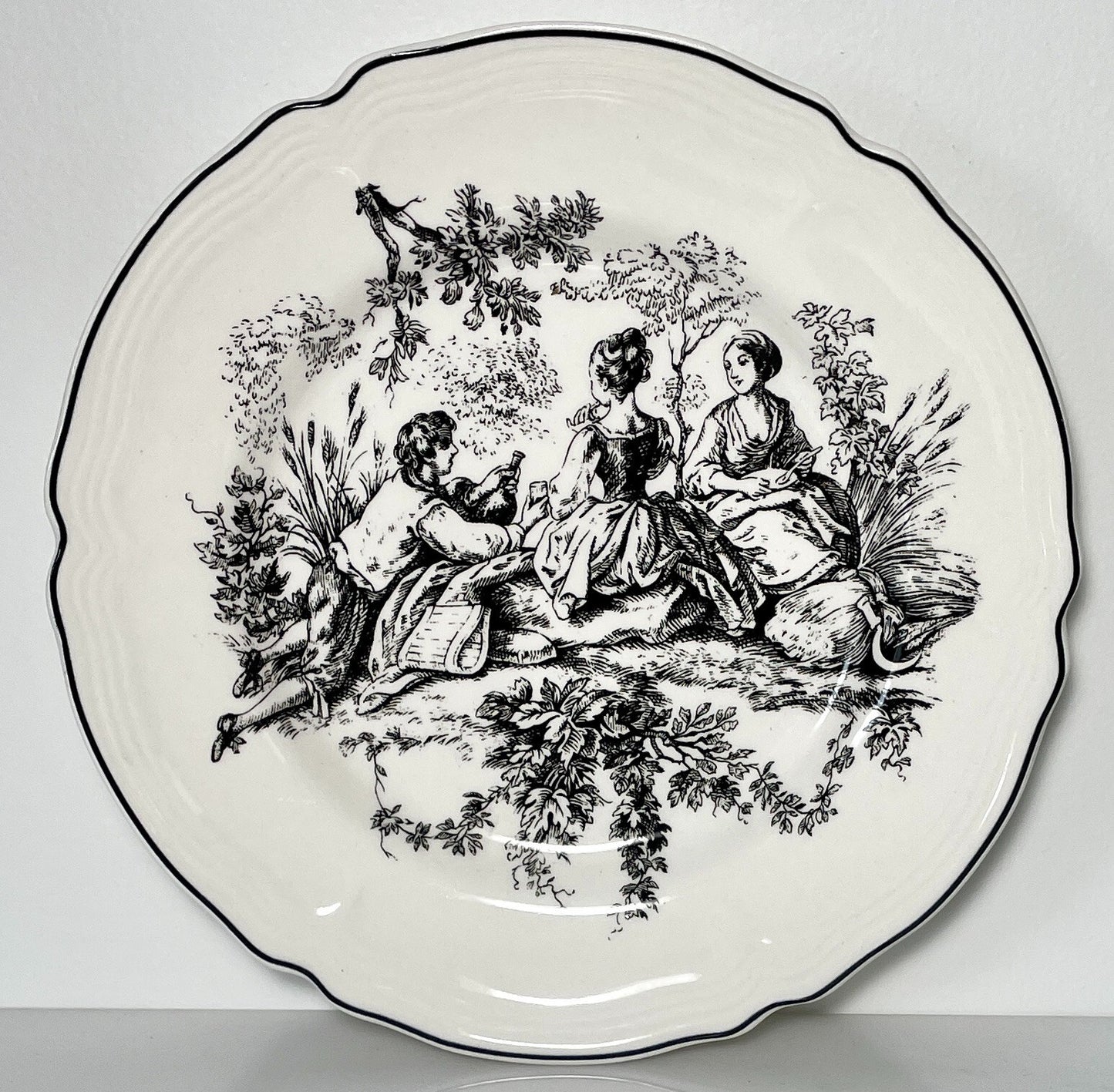 Tabletops Unlimited New England Toile People Salad Plate Picnic 8 3/8"0