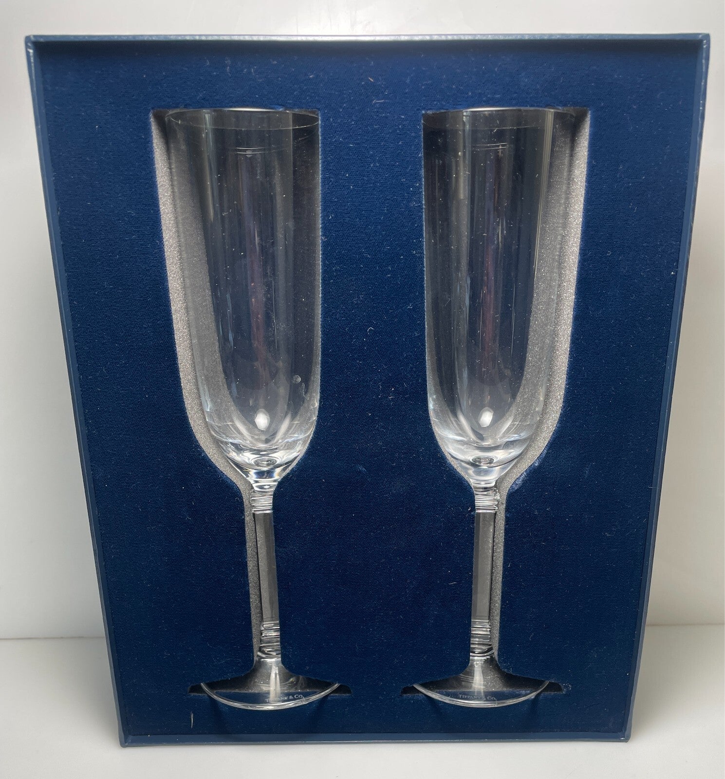 Tiffany & Co Hampton Champagne Flute 9" Set of 2 In Box0