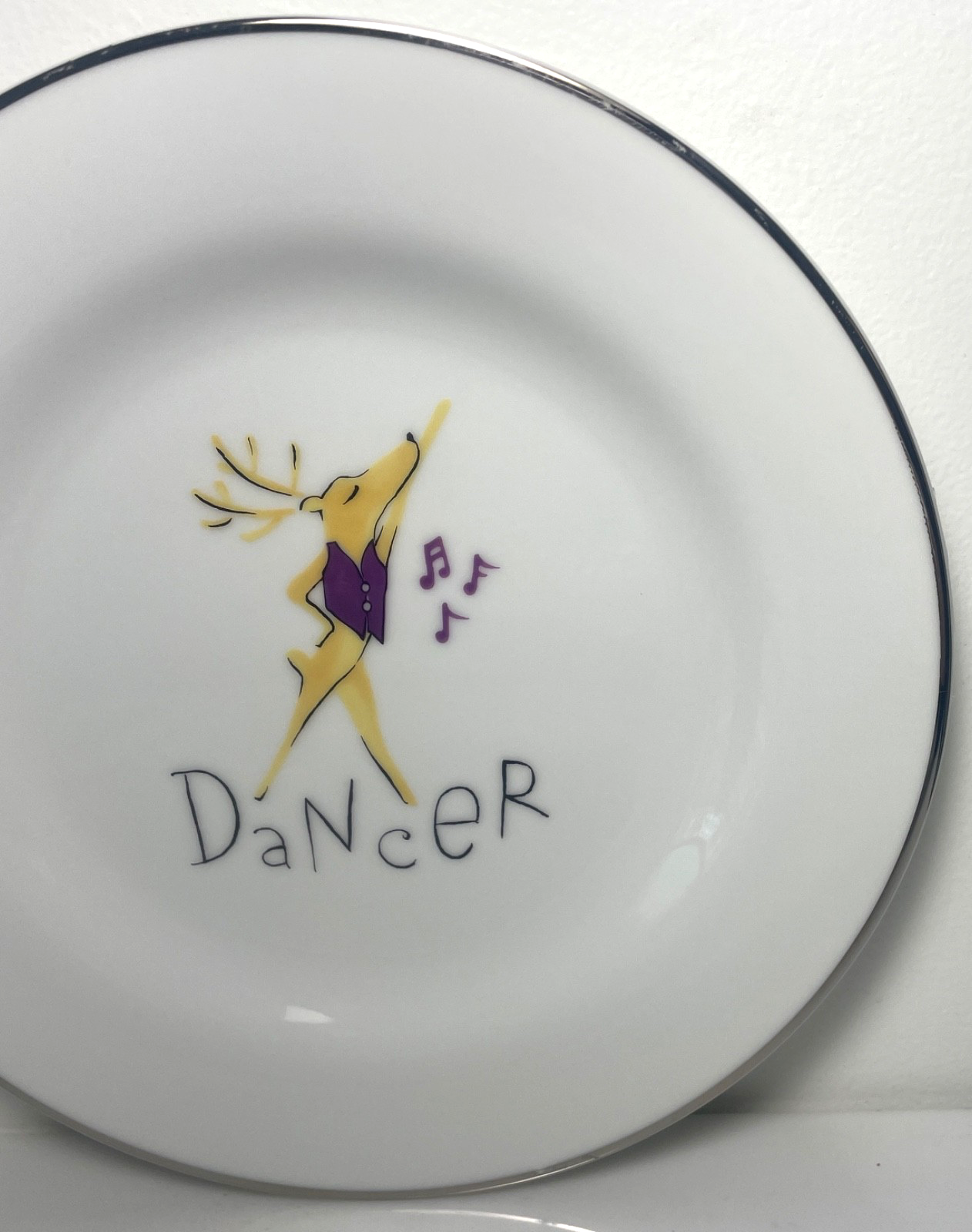 Pottery Barn Reindeer Dancer Salad Plate 8 1/2" Trim Wear2