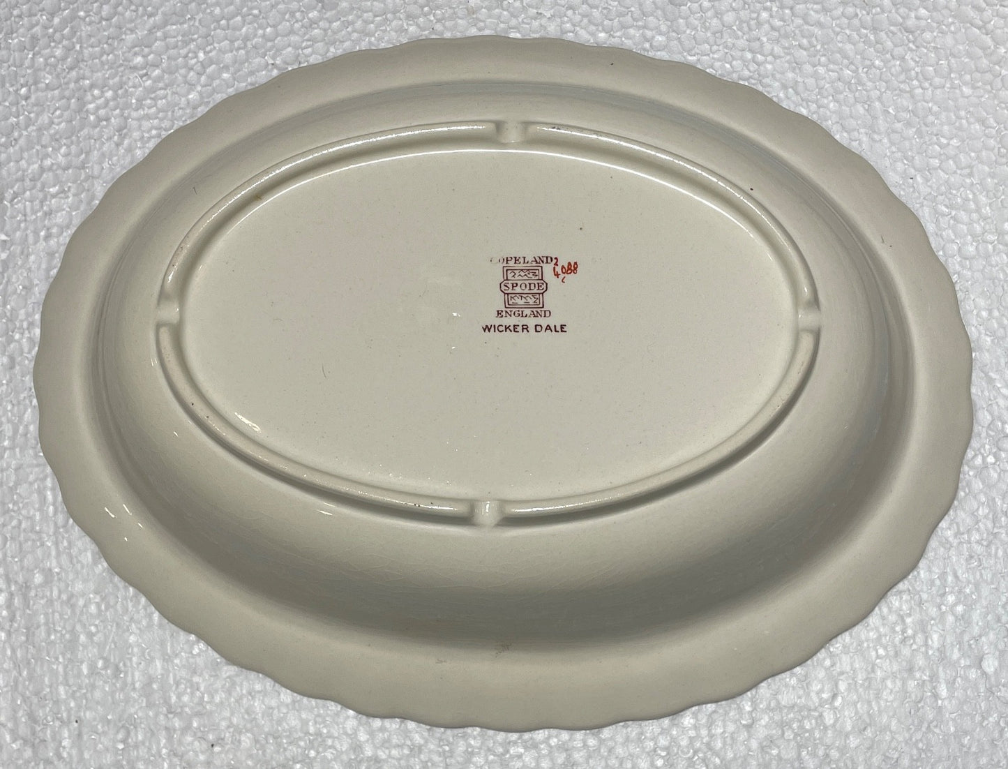 Spode Wicker Dale Oval Vegetable Bowl 9 3/8" Crazed1