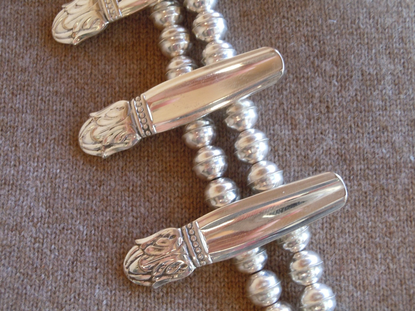 Squash Blossom Necklace International Danish Princess 1938 Vintage Silverplate 5