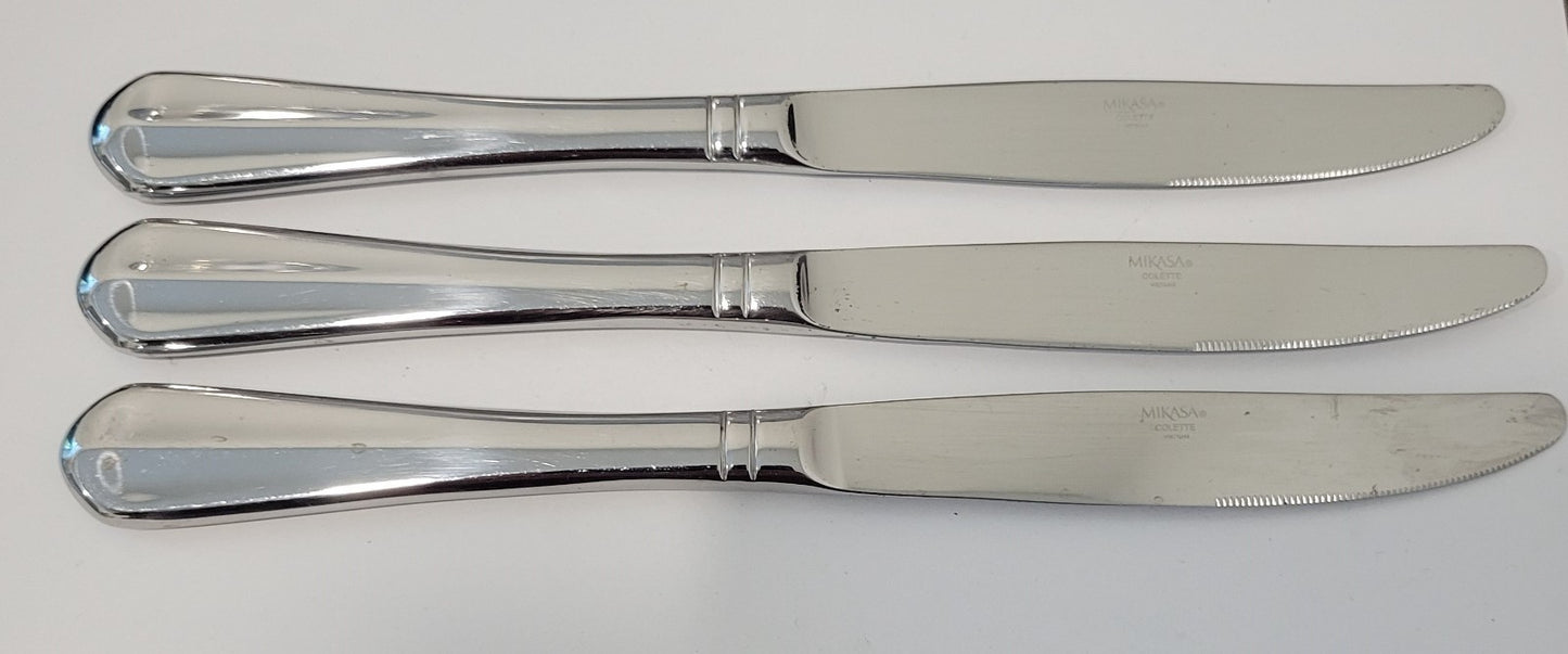 Mikasa Colette Knives Stainless Pack of 3 PCS Flatware Silverware0