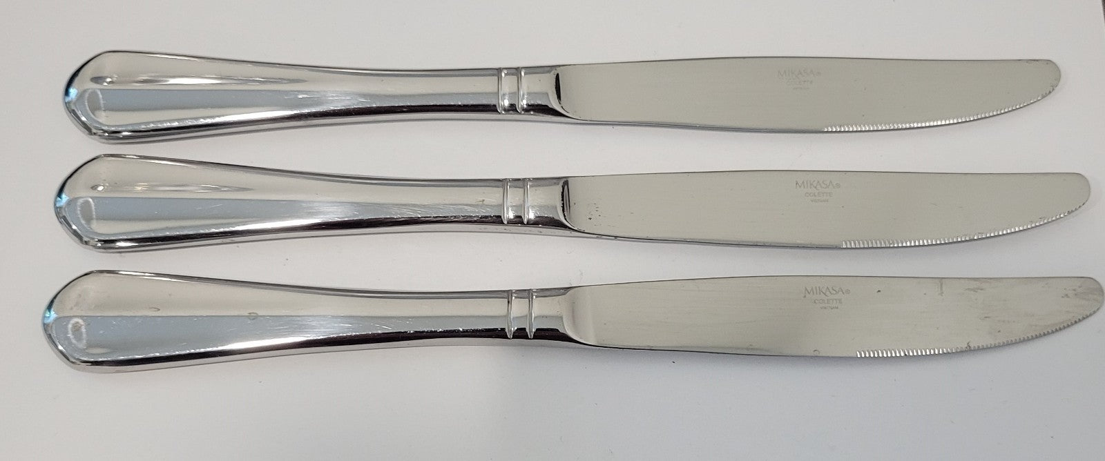 Mikasa Colette Knives Stainless Pack of 3 PCS Flatware Silverware0