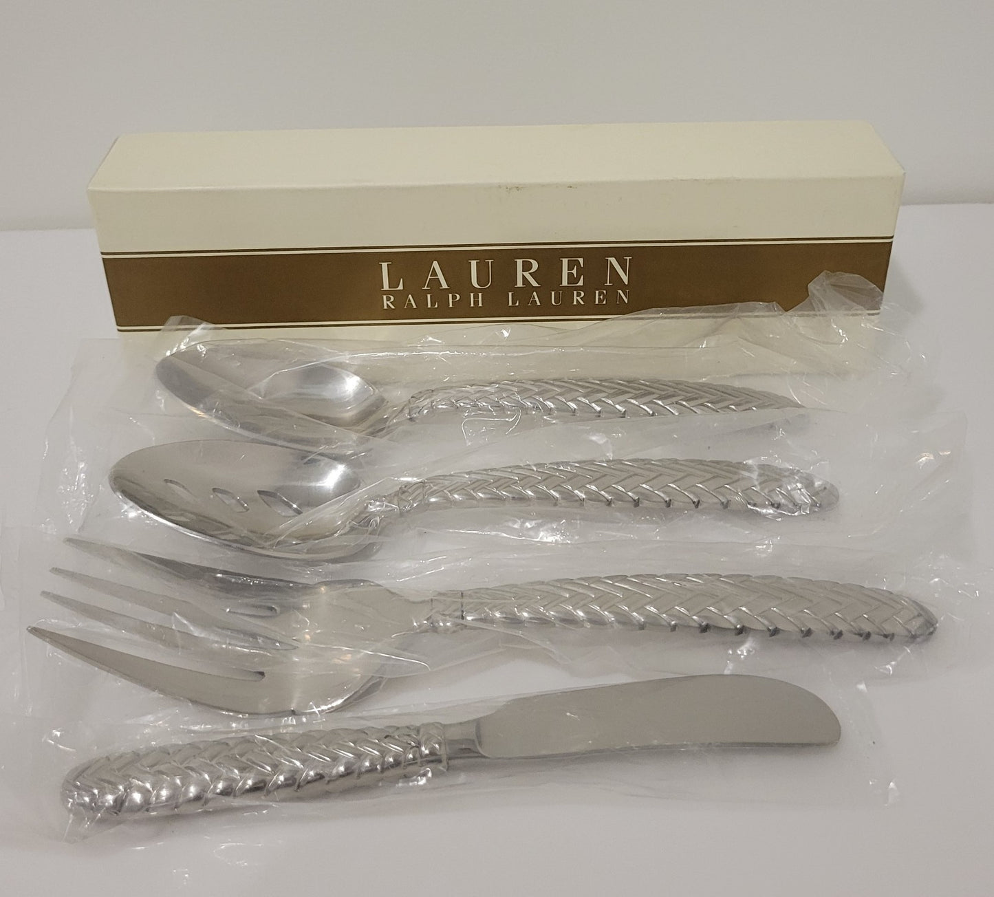 Ralph Lauren Equestrian Glossy Serving Set 4 Piece Stainless 18 10 Flatware0