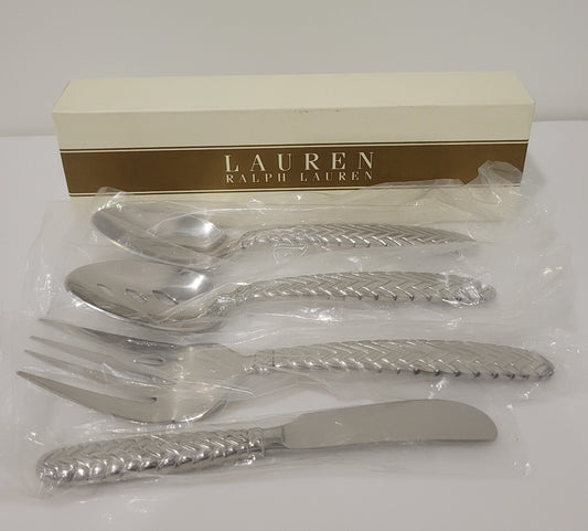 Ralph Lauren Equestrian Glossy Serving Set 4 Piece Stainless 18 10 Flatware0