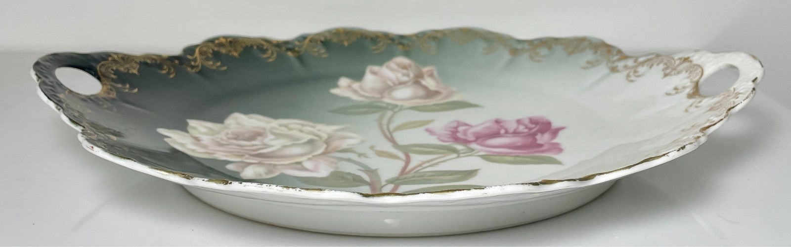 RC Malmaison Bavaria 3 Roses Vintage Handled Tray 11 3/4"3