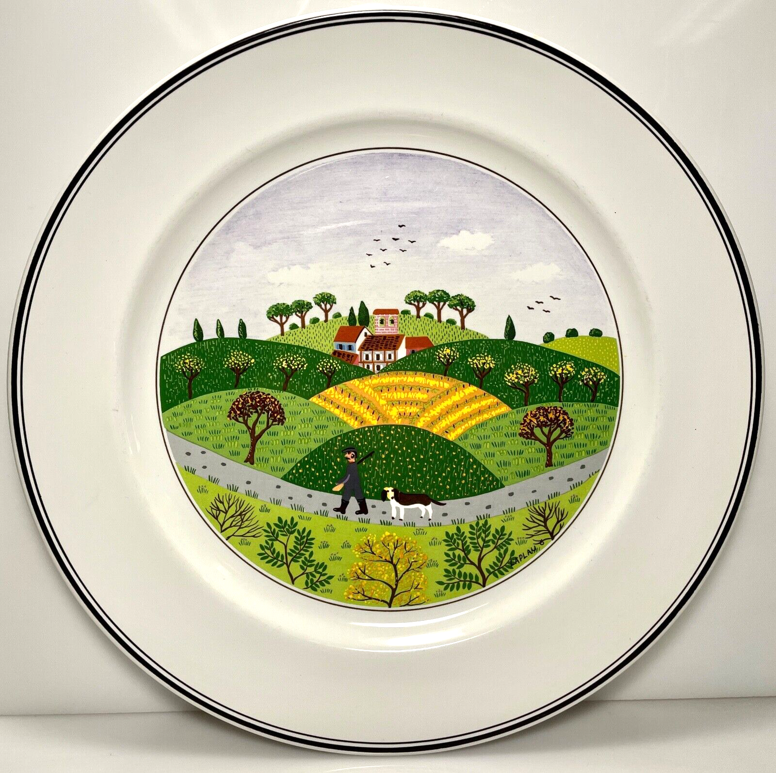 Villeroy and Boch Design Naif Dinner Plate 10 5/8" Hunter and Dog0