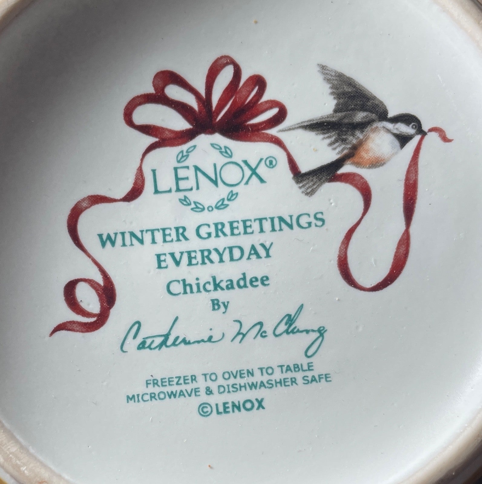 Lenox Winter Greetings Chickadee Salad Plate 8 1/2" Factory Second1