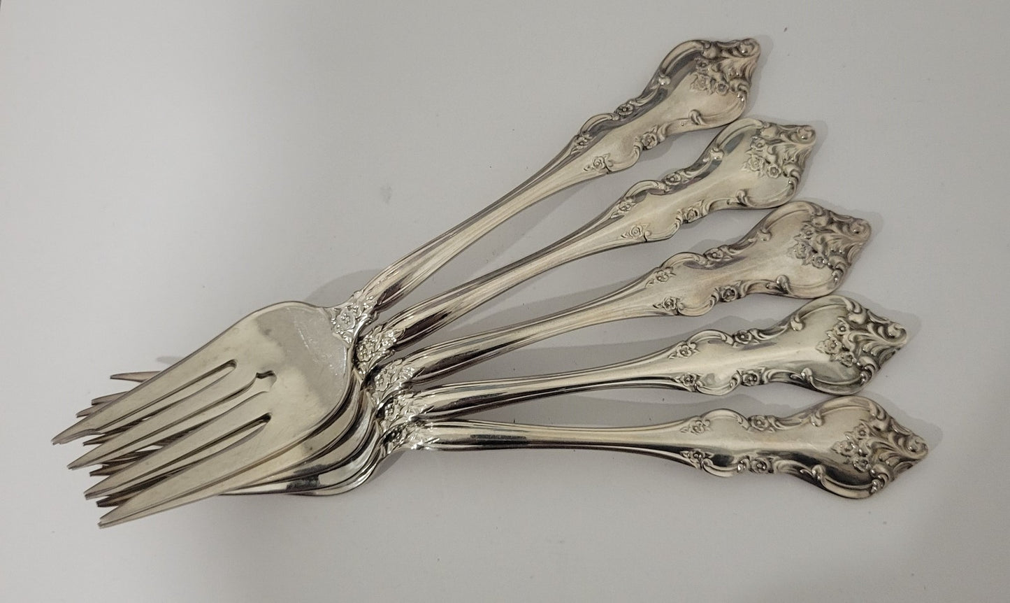 International Silver Orleans 5 Salad Forks Deep Silver 6 5/8" Silverplate0