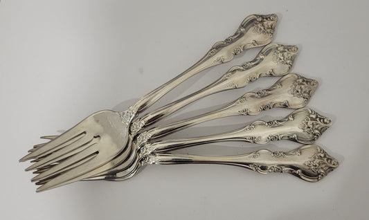 International Silver Orleans 5 Salad Forks Deep Silver 6 5/8" Silverplate0
