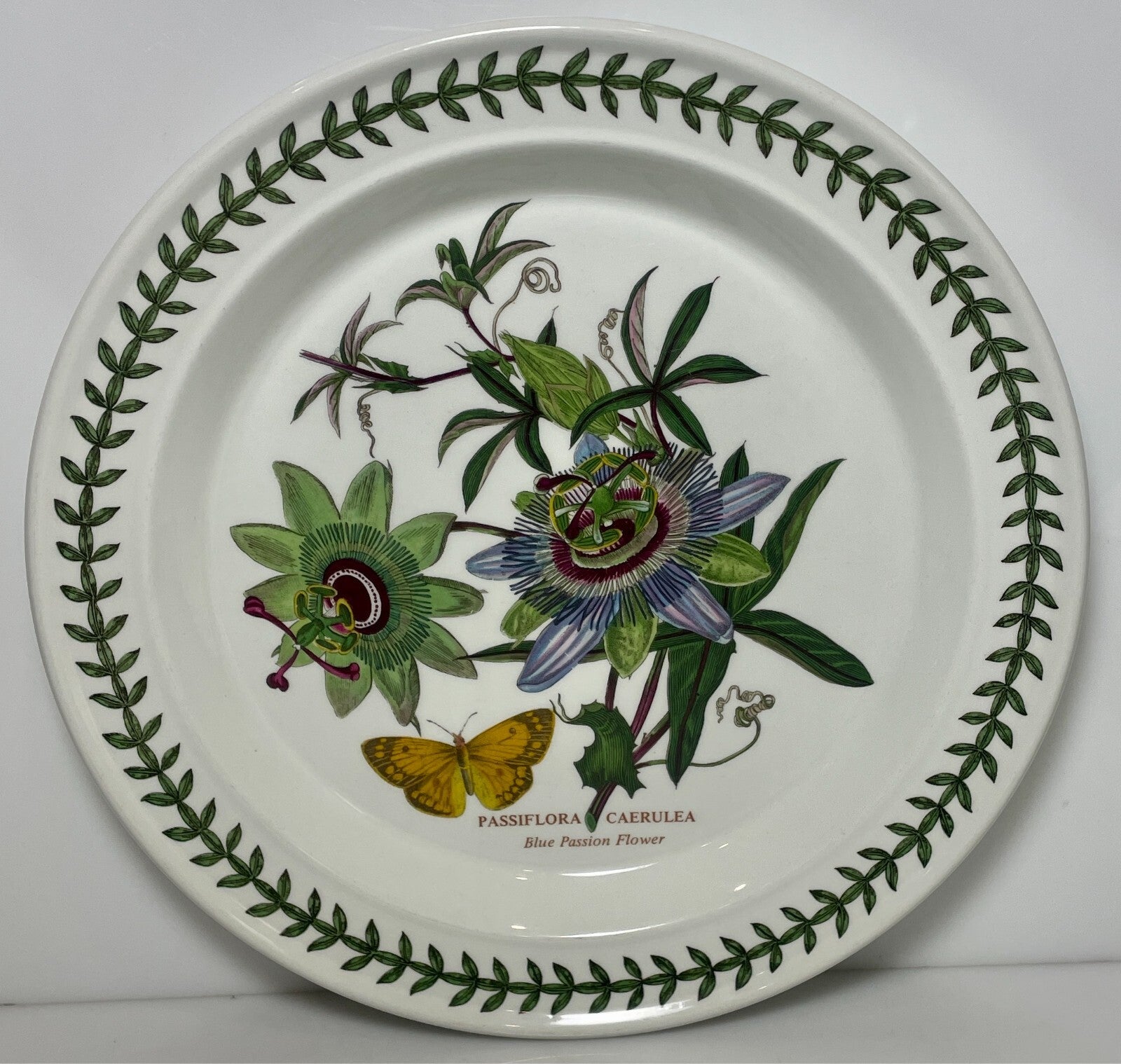 Portmeirion Botanic Garden Dinner Plate Blue Passion Flower Passiflora 10 1/2"0